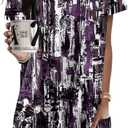 KISSMODA Woman Lightweight Dress with Hood Short Summer Pullovers with Pockets Long Tunics Top for Leggings (Purple, S)
