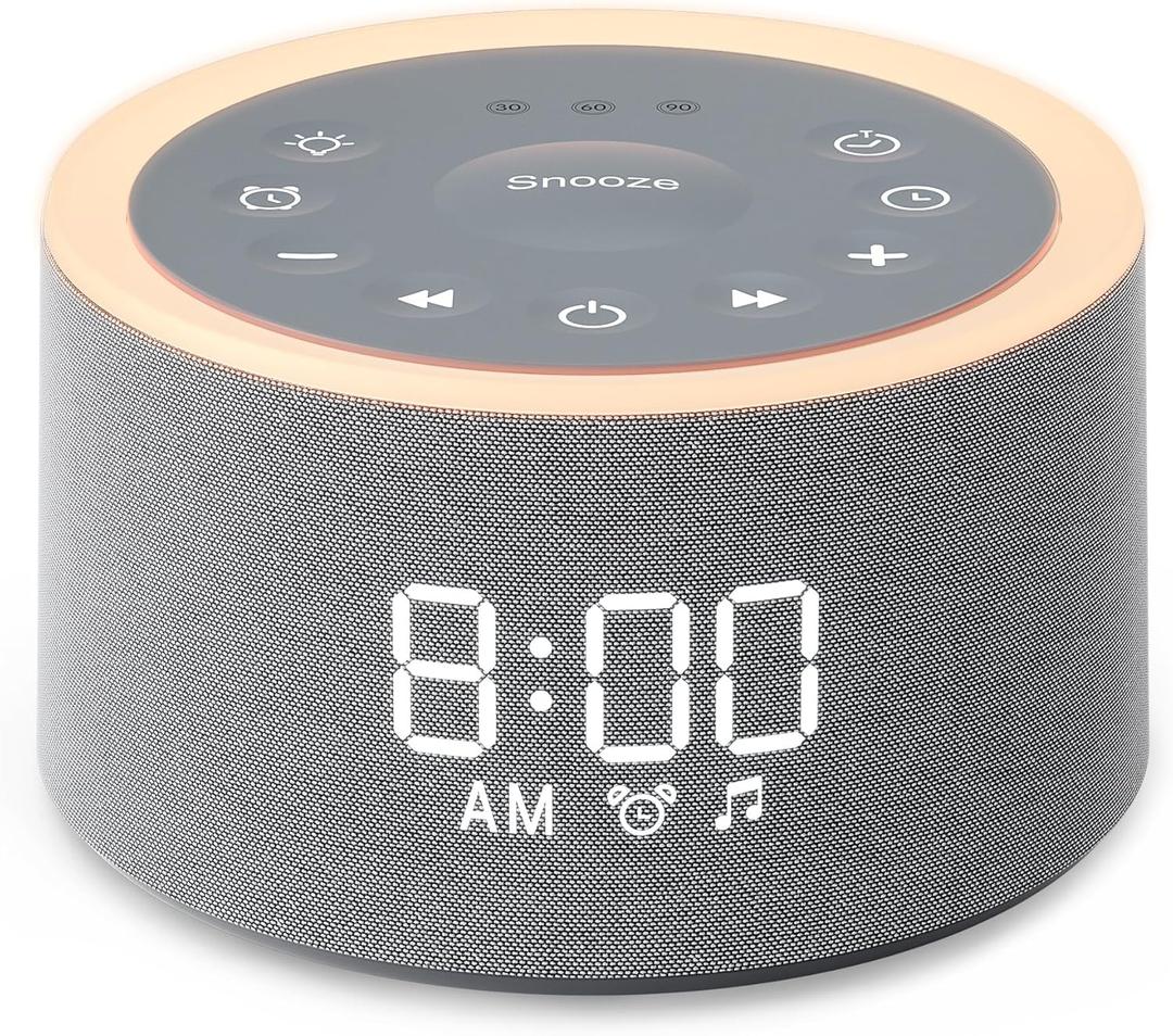 Dreamegg D1+ Sound Machine & Alarm Clock - Sound Machine for Sleep, White Noise Machine with 29 Soothing Sounds, Night Light, 0-100% Dimmable, White Noise Alarm Clock for Bedrooms Adults Baby (Grey)