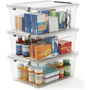 WYT 8-Quart Clear Plastic Storage Bins with Lids & Secure Latches, 3-Pack Organizer Container Box with Latch Buckles for Home, Kitchen, Closet, Garage