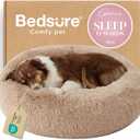 Bedsure Calming Dog Beds Large Sized Dog - Donut Washable Large Pet Bed, 36 inches Anti-Slip Round Fluffy Plush Faux Fur Dogs Bed, Fits up to 80 lbs Pets, Camel