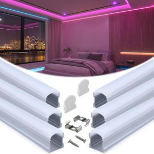 Muzata 6Pack 3.3FT/1M Excellent Spotless LED Channel with Thicker Milky White Cover No Hot Spots Sliver Deeper LED Strip Diffuser Channel U108 WW 1M Muzata 6Pack 3.3FT/1M Excellent Spotless LED Channel with Thicker Milky White Cover No Hot Spots Sliver Deeper LED Strip Diffuser Channel U108 WW 1M