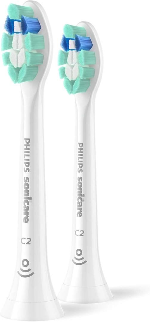 Philips Sonicare C2 Plaque Control - Genuine Replacement Electric Toothbrush Heads, White, 2 Pack, HX9022/77
