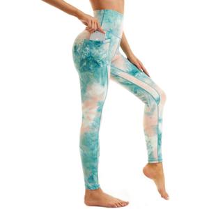 ccko High Waisted Leggings for Women with Pockets, Womens Yoga Pants Stretch Workout Leggings Tummy Control (Medium, Green&yellow)