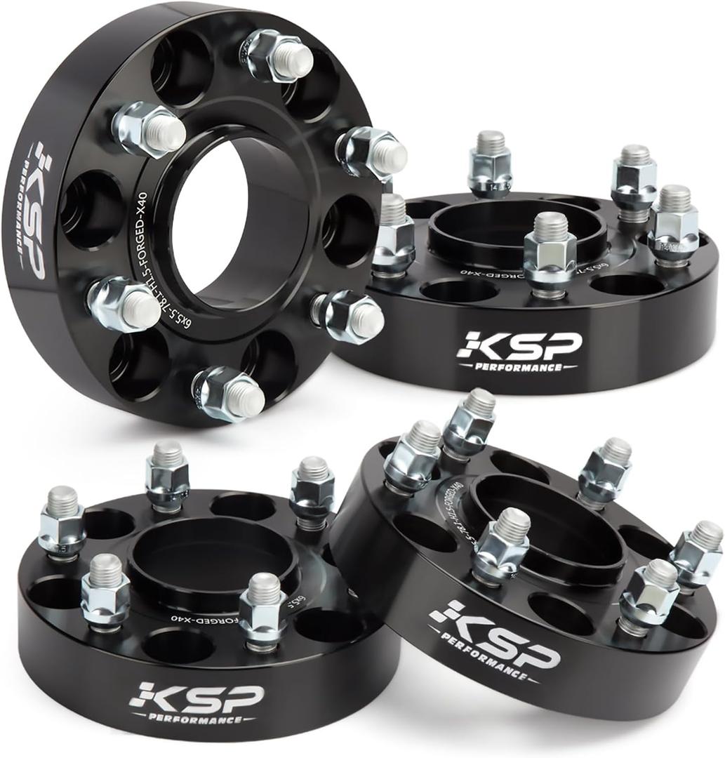 KSP 6X5.5 Wheel Spacers for Silverado Sierra,1.5"(38mm) Real Forged Spacers with 78.1mm Hub Bore M14x1.5 Studs fit for Tahoe Avalanche Express Suburban Sierra Yukon, 1.5"-6x5.5-4pcs