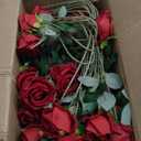 50 PCS Fake Red Roses, Artificial Red Flowers Bulk Realistic Silk Faux Rose with Stems for Wedding Decoration Anniversary Bridal Bouquet DIY Floral Arrangement Romantic Home Decor Gifts