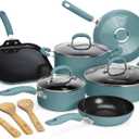 Goodful Ceramic Nonstick Pots and Pans Set, Premium Ceramic Coating Made without PFOA, PTFE or PFAS, Dishwasher Safe, 12-Piece, Turquoise