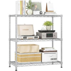 Xcity Storage Shelves, 3 Tier Heavy Duty Metal Shelving Unit with Wheels, 1050 LBS Adjustable Steel Wire Shelf for Commercial, Pantry, Kitchen, Garage, 14" D x 24" W x 30" H, Chrome