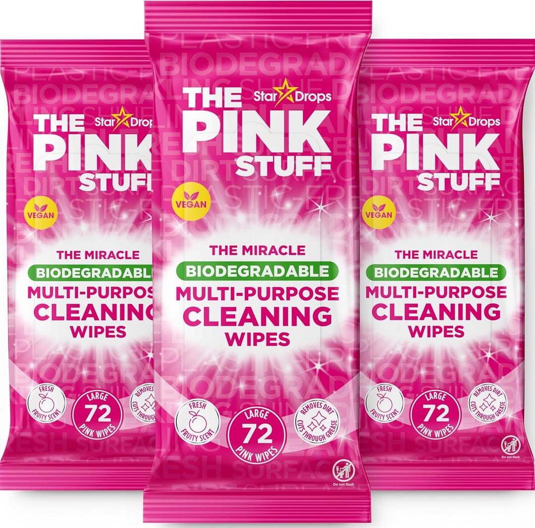 Stardrops The Pink Stuff Miracle Multi-Purpose Cleaning Wipes  216 Count  Tough on Grease, Grime, and Dirt  All-Purpose Cleaner for Kitchen, Bathroom, and More Stardrops The Pink Stuff Miracle Multi-Purpose Cleaning Wipes  216 Count  Tough on Grease, Grime, and Dirt  All-Purpose Cleaner for Kitchen, Bathroom, and More