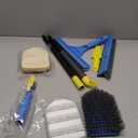 Tile Tub Scrubber Brush with 5 Different Function Cleaning Heads and 51" Extendable Long Handle Non Scratch Shower Scrubber for Cleaning Bathroom Kitchen Toilet Wall Bathtub Sink