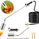 Propane weed torch,1,800,000 BTU weed burner torch with 10FT hose, Extended detachable blow torch with self-igniter, Flamethrower for weeding, Roof asphalt, Snow melting