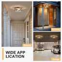 Motion Sensor Outdoor Flush Mount Ceiling Light, Industrial Glass Rustic Wood-Like Finish 2-Light Ceiling Lamp for Porch, Entryway, Garage, Timer and Sensitivity Adjustable (Wood-Like-Round)