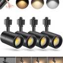 3-Color Zoomable 20W LED Track Lighting Heads H Type Track Light Heads Dimmable Bright Ceiling Spotlight Fixtures for Kitchen, 3000K 4000K 5000K Adjustable, CRI90+ 15°-60° 2000lm Black 4 Pack