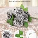 N&T NIETING Artificial Flowers, Fake Flowers Roses Perfect for DIY Wedding Bridal Bouquets Centerpieces Bridal Shower Party Home Flower Arrangement Decorations, 25Pcs, Silver Gray