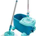 Leifheit Clean Twist Spin Mop and Set with Rollers | Telescopic Handle, 360 Joint, Spin-Dry System | Easy Glide Wheels | Blue