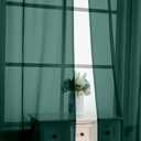 OVZME Hunter Green Sheer Curtains 84 Inches Long 2 Panels - Soft Light Filtering Christmas Sheer Panels for Living Room/Bedroom, Top Dual Rod Pocket, 1 Pair, Each 42Wx84L