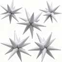 White Star Balloons Foil Explosion Mylar Baloons - 60Pcs Large Spike Balloon White Party Decorations for Birthday Wedding Engagement Anniversary Bachelorette Graduation Halloween Christams