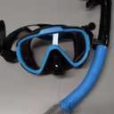 Seovediary Snorkel Set Adults Snorkeling Gear Anti-Fog Panoramic View Swim Mask Dry Top Snorkel Kit with Carry Bag for Snorkeling Scuba Diving Swimming Travel (Light Blue+Black)