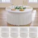NSSONBEN 8 pk Ivory Round Spandex Tablecloths 60 inch with Ruffled Skirt,Wrinkle Free High-Stretch 120 inch Fitted 5ft Cream Table Cloth Round Spandex Table Covers for Party Wedding Banquet Dinning, 60inch Round_8 Pack