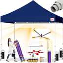 Tradesparker 10x10 Pop Up Canopy Tent,Commercial Movable Canopy with ApexCore LED&Rugged Casters-Instant Easy Setup Shelter Canopies with Weight Bags&Stakes for Oudoor Events Markets Vendors,Navy Blue
