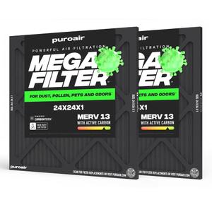 PuroAir MegaFilter 24x24x1 Air Filter MERV 13 HVAC Furnace Filter (1-Pack)