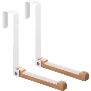 4 Pack Over The Door Hooks Folding Door Hangers with Rubber Portable Clothes Drying Rack Travel Hanging Coat Rack for Bathroom Bedroom Kitchen Laundry Clothing(White)
