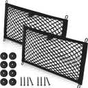 Universal Mesh Cargo Net for Car Trunk Storage,2 Pack Elastic Small Cargo Net Pocket Organizer Pouch Bag,Stretchable Automotive Cargo Nets with 8 Pieces Mounting Screws and Hooks for RV,SUV,Boats,Home (17.7 x 9.8 inch)