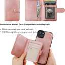 Bocasal Wallet Case for iPhone 14 Plus Compatible with MagSafe Magnetic RFID Blocking Detachable Premium PU Leather Flip Case with Card Slots Holder Kickstand Wireless Charging 6.7 Inch (Rose Gold)
