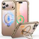 O3 Mag-Stand Designed for iPhone 17 Pro Max Case with 360 Spin Stand, [Compatible with MagSafe][Super Skin Feeling] Translucent Matte Magnetic Slim Phone Case 6.9 inch, Desert Gold