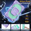 Case for Samsung Galaxy Tab A11+/A9+ Plus 11 Inch 2026/2024, Auorld Rugged Case for Samsung Galaxy A9+/A11+ Tablet with Screen Protector 360 Rotating Stand Shoulder Strap Pen Holder, Purple Mint