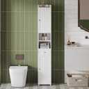 ChooChoo Bathroom Storage Cabinet with Adjustable Shelves, Tall Storage Cabinet with 2 Doors and 1 Drawer, Freestanding Cupboard for Small Spaces, White, 11.8 Inches Wide