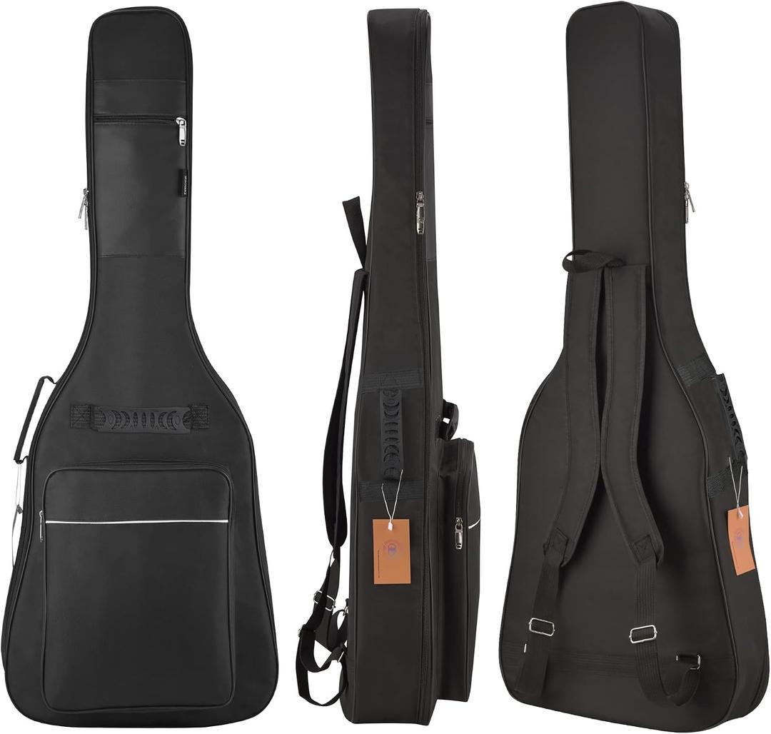 41 Inch Acoustic guitar Bag 0.35 Inch Thick Padding Water Resistent Dual Adjustable Shoulder Strap Case,40 Inch Guitar gig Bag with Back Hanger Loop case