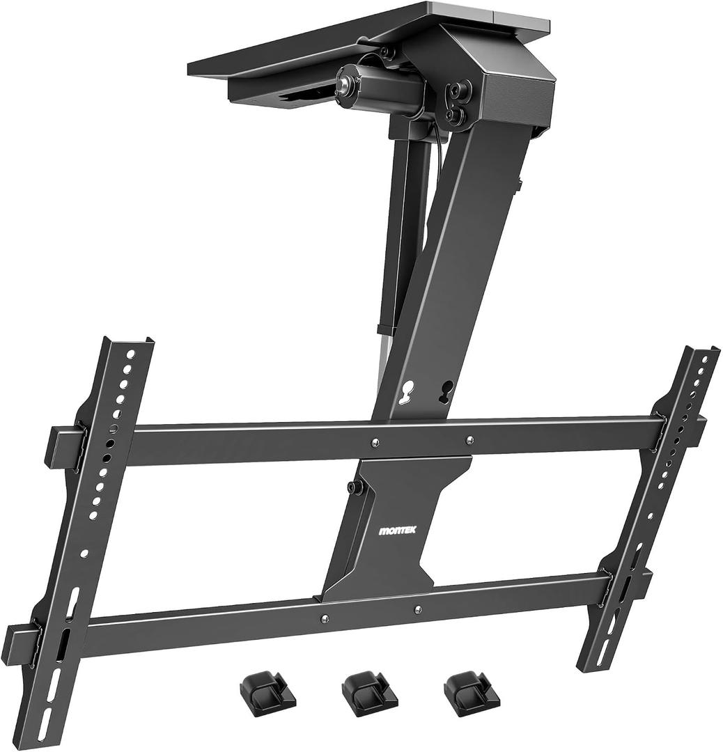 monTEK Motorized Ceiling TV Mount with Remote for 43-86 Inch TVs, Electric TV Mount Motorized Drop Down for Flat and Pitched Roof,Holds up to 99 lbs, 4X Load Tested, App and Voice Control