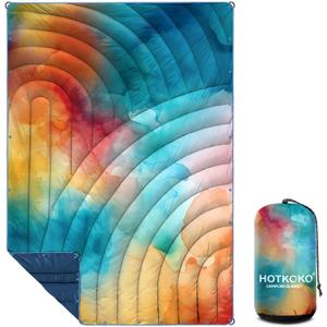 Camping Blanket,Lightweight Puffy Printed Camping Blanket Packable Outdoor Blanket for Camping,Traveling, Stadium, Hiking, Picnics (52x75", Colorful Blue)