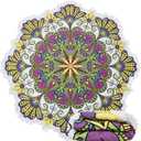 Violet Mist Mandala Round Beach Towel Blanket, Oversized Circle Microfiber Hippie Boho Bohemian Sandproof Flower Towel, Soft 60 inch Beach Towels with Tassels for Women Adult Swim Pool Yoga, Yellow