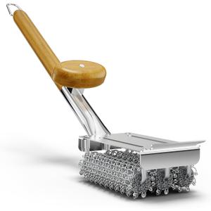 HOUSE AGAIN Grill Brush and Scraper Bristle Free with Dual Grip, 304 Stainless Steel Food-Grade Brush Head, Outdoor Grill Cleaning Brush Safe BBQ Grill Accessories Cleaner for Porcelain/Weber/Charcoal