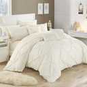 Chic Home 10 Piece Hannah Pinch Pleated, Ruffled and Pleated Complete King Bed in a Bag Comforter Set Beige with Sheet Set