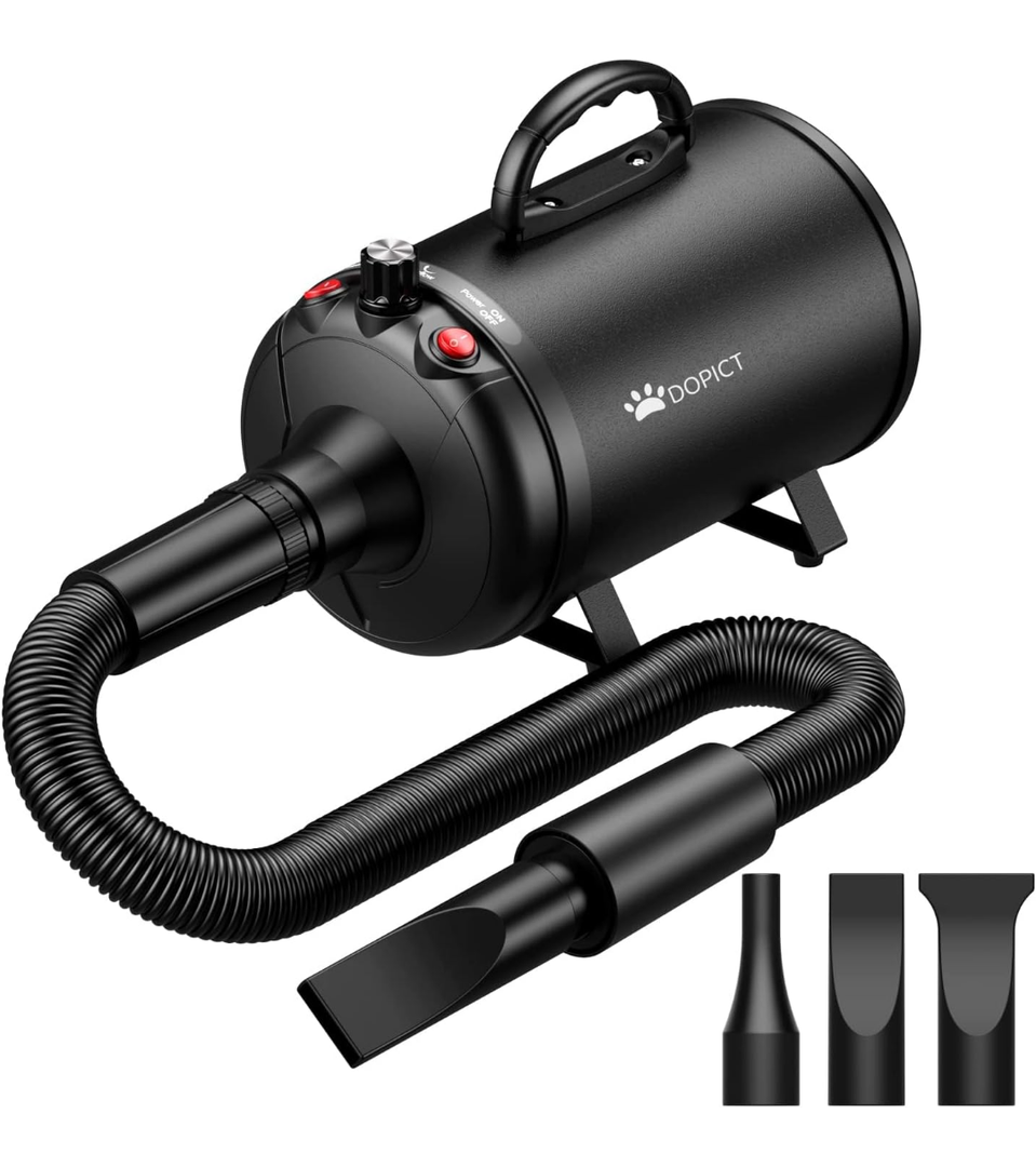 Pet Dryer, 5.2HP/3800W Pet Grooming with Adjustable Speed and Temperature Control Dog Blow Dryer, Pet Hair Dryer with 3 Nozzle