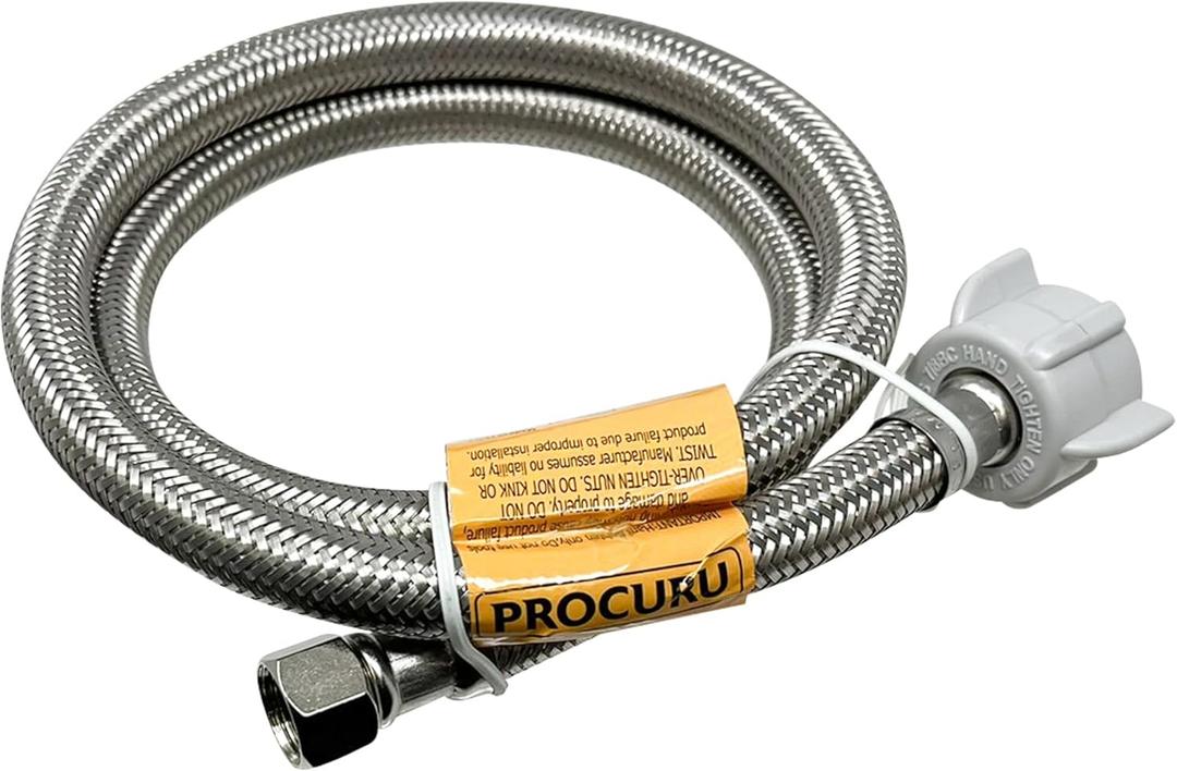 PROCURU 36-Inch (3Ft) x 3/8" Comp x 7/8" BC, Universal Flexible Toilet Connector, Braided Stainless Steel Water Supply Line, LF Certified Safe (9ST36-1P)