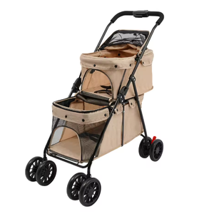 Dog Stroller for Large & Medium Dogs (20132 lbs), Pet Stroller for 2 Small Dogs, Extra Large Heavy Duty, Foldable & Ventilated, Khaki