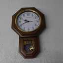 Pendulum Wall Clock Battery Operated, Imitation Wood Plastic Regulator Clock with Pendulum,Vintage Decorative Wall Clocks for Living Room,Farmhouse,Office,Bedroom,Kitchen,Wall Decor (Brown)