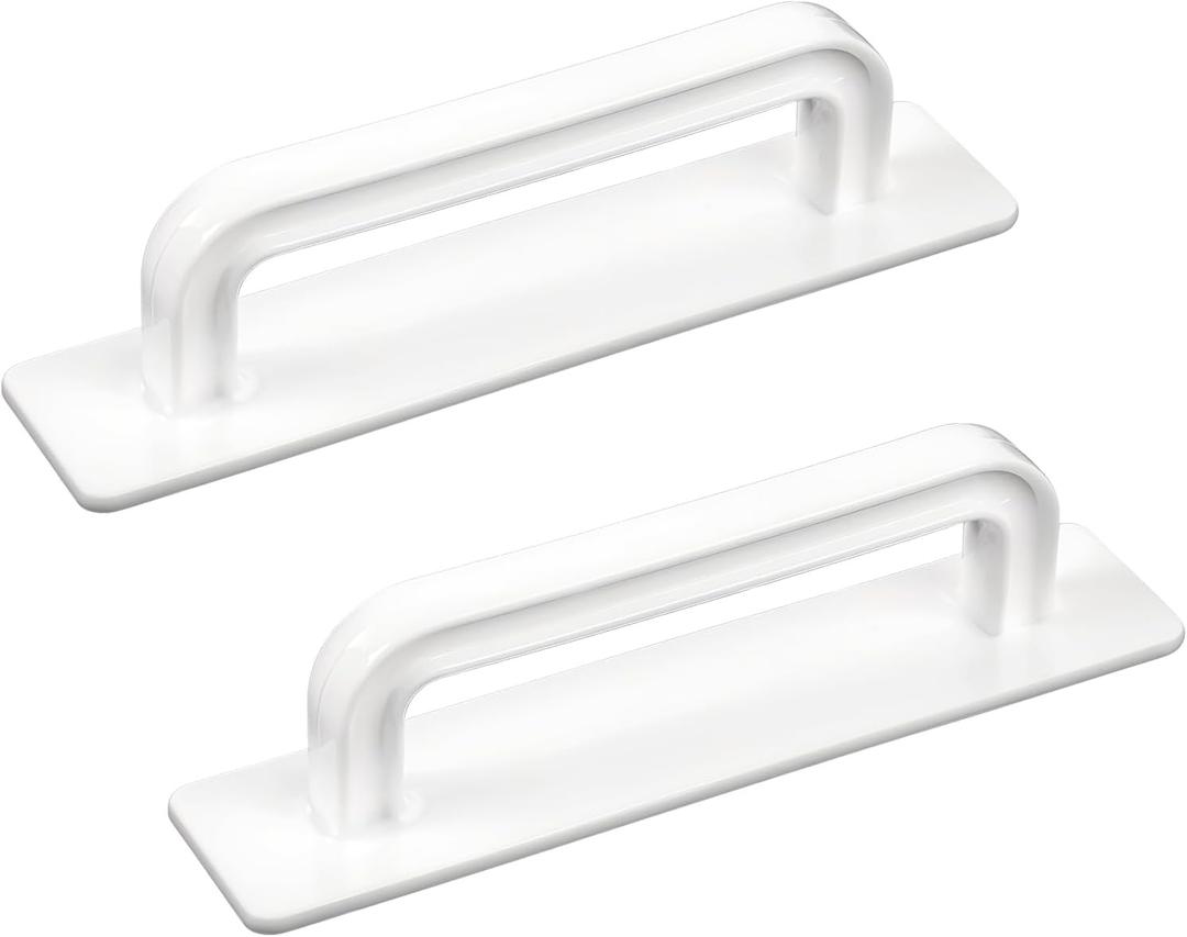 2 Pack Adhesive Cabinet Handles, 5.5" Peel and Stick Cabinet Handles, No Drilling for Kitchen Cabinets Window Sliding Closet Door Handle (Large White)