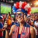 Soccer Fan Costume USA Patriotic Accessories Wig Scarf Glasses Set for Men Women Football Sports Party Supplies Favors