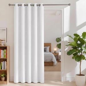 BONZER Room Dividers Curtain - Room Darkening Privacy Noise Reduce Thermal Insulating Window Curtains for Bedroom Living Room Doorway, 96L x 60W Inch (8L x 5W ft), 1 Panel, Greyish White