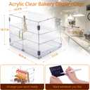 Pastry Display Case, Bakery Display Case - 3 Tier Acrylic Clear Bread Storage Box Countertop for Pastry Desserts Food Cookie with Rear Door Access & Removable Shelves, 20.86 x 17.3 x 16.5 inch