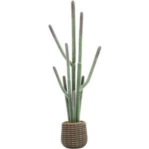 44” Artificial Cactus Plant with Brown Decorative Planter, Realistic Faux Cactus Plants Indoor, Tropical Artificial Cacti Floor Plant for Table Living Room Office Porch Home & Outdoor Decor