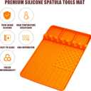 2 PCS Silicone Grill Mat Compatible with Blackstone, BBQ Griddle Tools Mat with Drip Pad, Spatula Mat for Outdoor Kitchen Counter, Gifts for Men (orange-2)