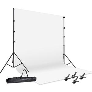 HYJ-INC Photo Video Studio 12 x10ft 100% Muslin White Backdrop with 10 x 8.5ft Stand Photography Background Support System Kit,Clamp, Carry Bag