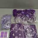 Canlierr 54 Pcs Team Spirit Items Bulk Team Spirit Week Accessories Include Pom Pom Headbands Bandana Whistles Stickers for Sports Events Cheering Essentials(Purple)