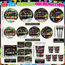 Yungyan 120 Pcs School's out for the Summer Tableware Set End of Year Vacation Disposable Plates Cups Napkins Forks Last Day of School Party Supplies for 24 Guests Tropical Beach Pool Party Favors