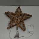 Christmas Tree Topper Farmhouse Christmas Decor Christmas Tree Decorations Rattan Natural Christmas Tree Star with 10 Warm LED Lights for Rustic Christmas Ornaments Holiday Seasonal Decoration 10 Inch